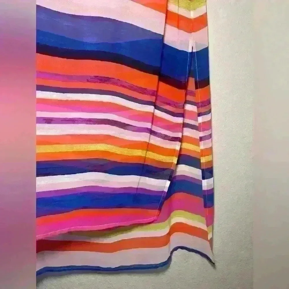 Vince Camuto NWT Semi Sheer Extra Long Tunic side slits multicolor Womens Med - Picture 8 of 10